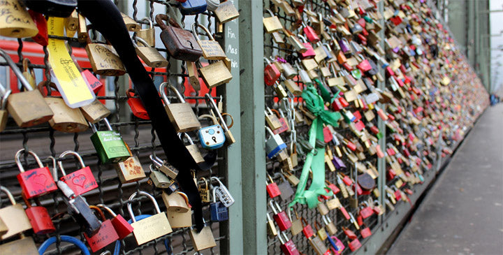 Liebesschlösser in Köln an der Hohenzollernbrücke